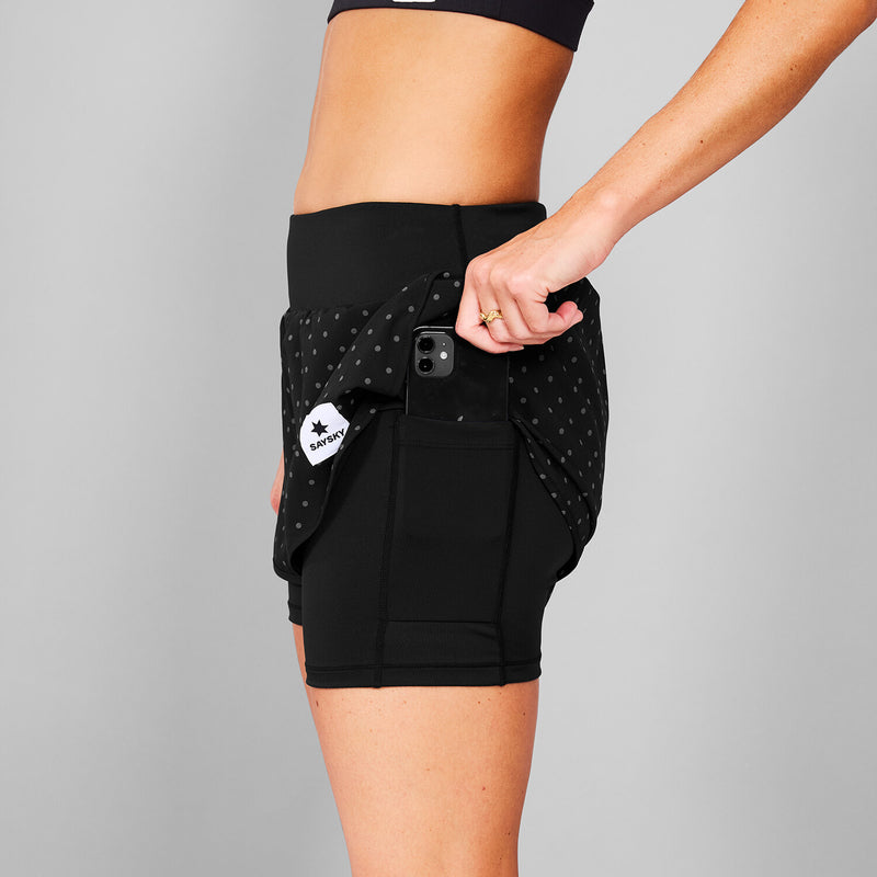 Saysky Reflective Polka 2 In 1 Pace Shorts 3" Black Reflective Polka 1018 MWRSH01C1018