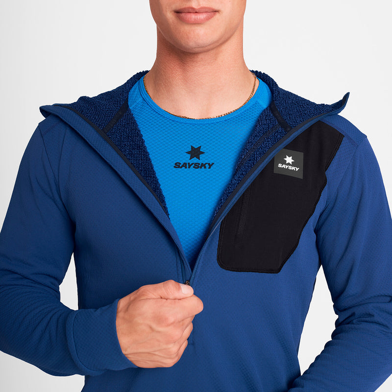 Saysky Combat Half Zip Fleece Hoodie Blue 219 OMRHO30C219