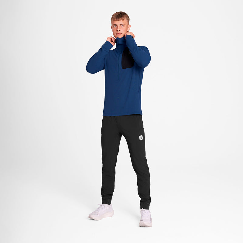 Saysky Combat Half Zip Fleece Hoodie Blue 219 OMRHO30C219