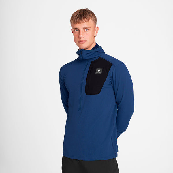 Saysky Combat Half Zip Fleece Hoodie Blue 219 OMRHO30C219