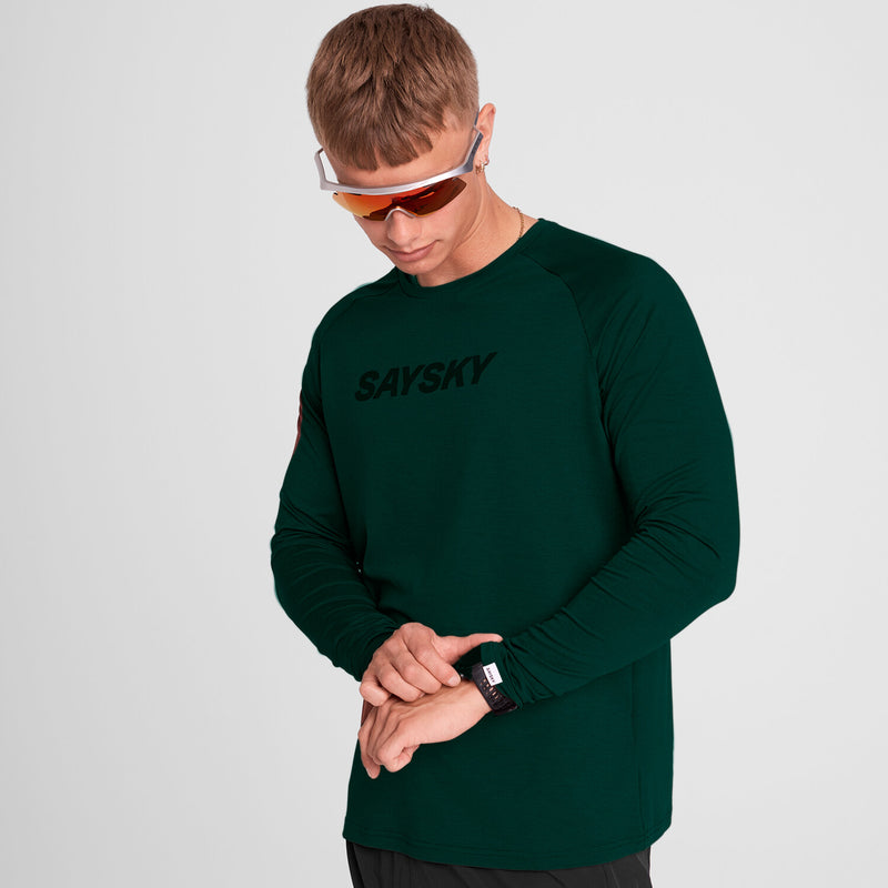 Saysky Logo Pace Long Sleeve Green 3010 OMRLS21C3010