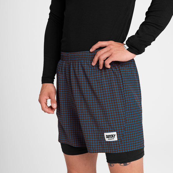 Saysky 2 in 1 Pace Shorts 5'' Blue Houndstooth 1047 OMRSH20C1047