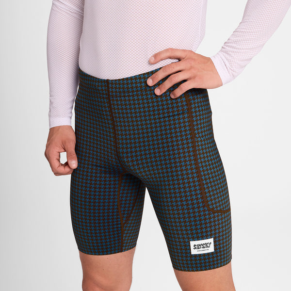 Saysky Houndstooth Combat+ Short Tights 9" Blue Houndstooth 1047 OMRST31C1047