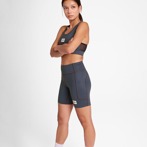 Saysky Houndstooth Combat+ Short Tights 7" Blue Houndstooth 1047 OWRST30C1047