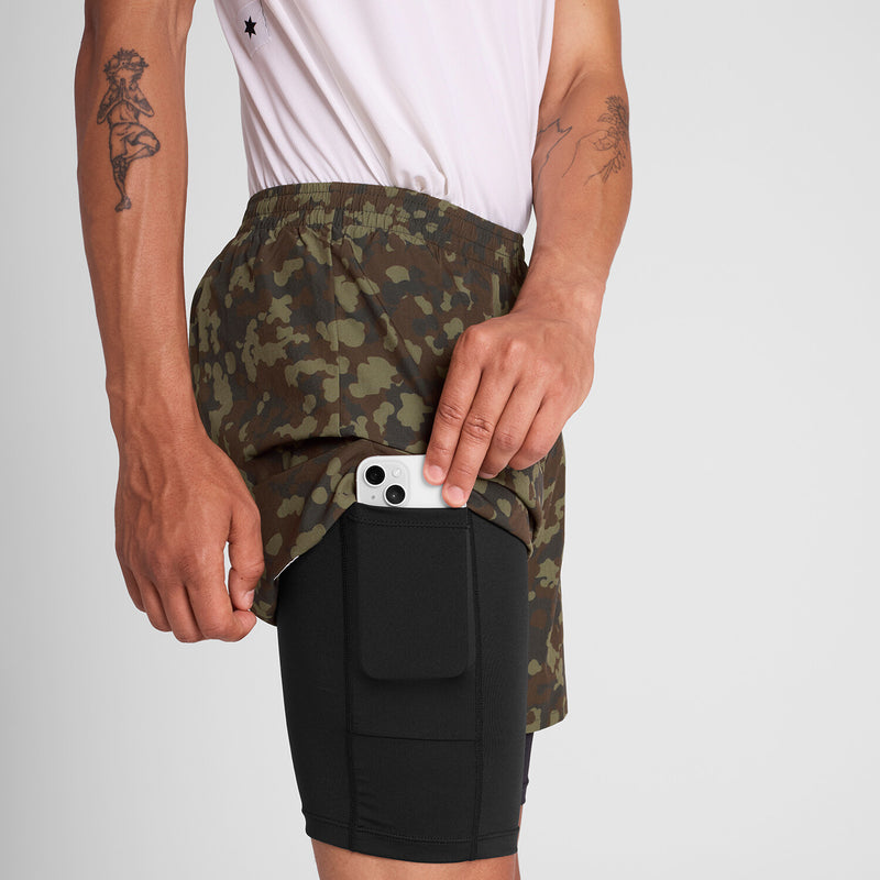 Saysky Camo Pace 2 in 1 Shorts 5'' Brown Camo 1048 OMRSH20C1048