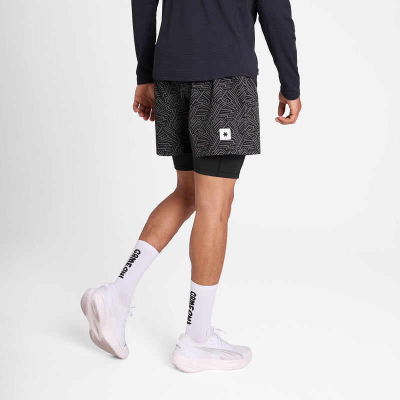Saysky Reflective Pace 2 in 1 Shorts 5'' Black Reflective Lightning 1050 OMRSH20C1050