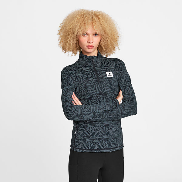 Saysky Reflective Pace 1/2 Zip Long Sleeve Black Reflective Lightning 1050 OWRLS21C1050