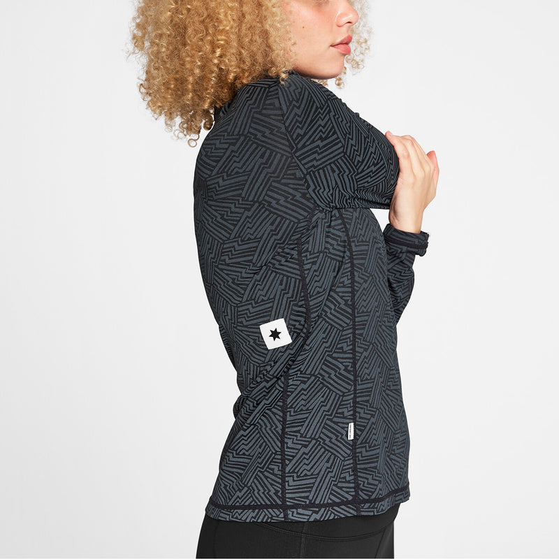Saysky Reflective Pace 1/2 Zip Long Sleeve Black Reflective Lightning 1050 OWRLS21C1050