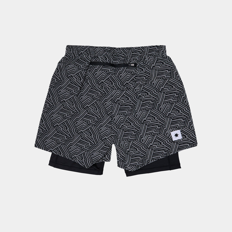 Saysky Reflective Pace 2 in 1 Shorts 5'' Black Reflective Lightning 1050 OMRSH20C1050