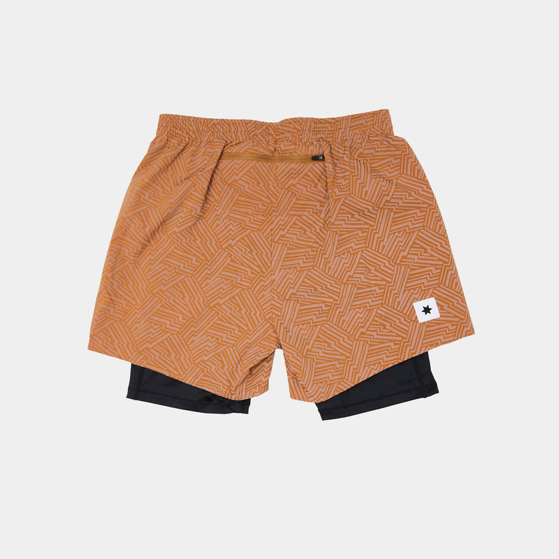Saysky Reflective Pace 2 in 1 Shorts 5'' Orange Reflective Lightning 1051 OMRSH20C1051
