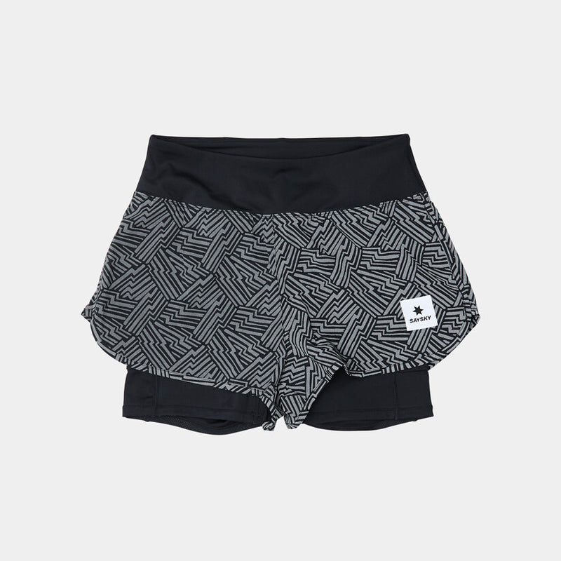 Saysky Reflective 2 in 1 Pace Shorts 3'' Black Reflective Lightning 1050 OWRSH23C1050