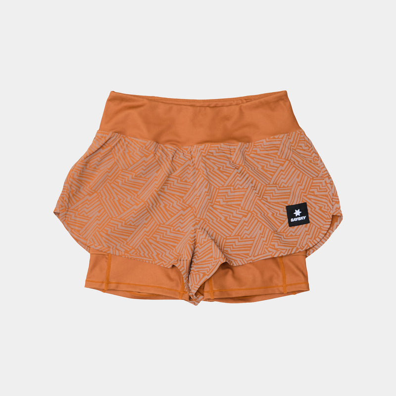 Saysky Reflective Pace 2 in 1 Shorts 3" Orange Reflective Lightning 1051 OWRSH23C1051