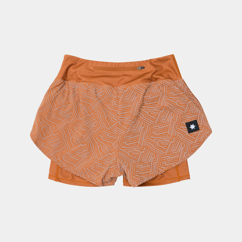 Saysky Reflective Pace 2 in 1 Shorts 3" Orange Reflective Lightning 1051 OWRSH23C1051