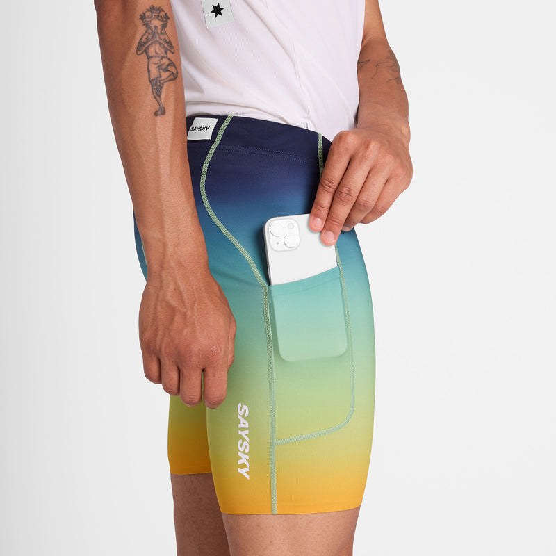 Saysky Drip Dye Combat+ Short Tights 7" Blue/Yellow/Green Drip Dye 1032 NMRST33C1032