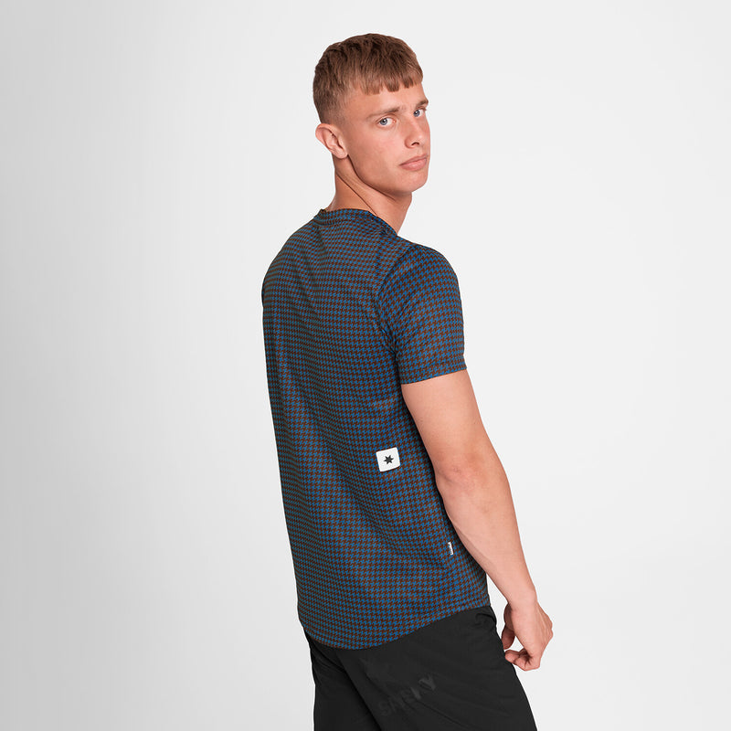 Saysky Houndstooth Combat T-Shirt Blue Houndstooth 1047 OMRSS31C1047
