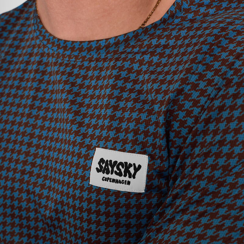 Saysky Houndstooth Combat T-Shirt Blue Houndstooth 1047 OMRSS31C1047