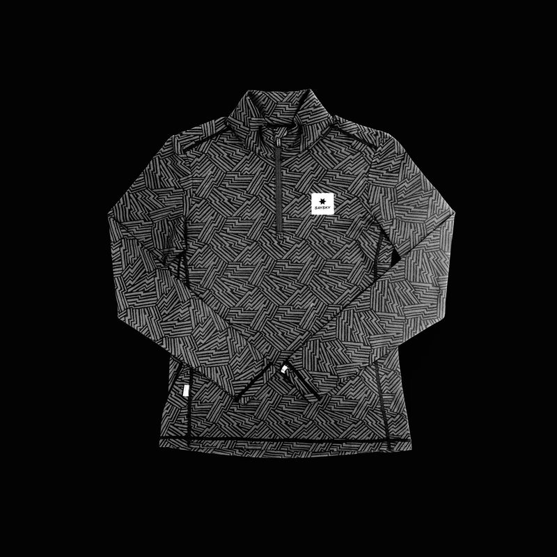 Saysky Reflective Pace 1/2 Zip Long Sleeve Black Reflective Lightning 1050 OWRLS21C1050
