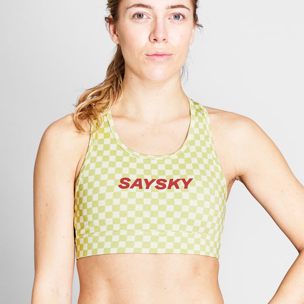 SAYSKY Checker Combat Sports Bra SPORTS BRA 1034 - GREEN AOP