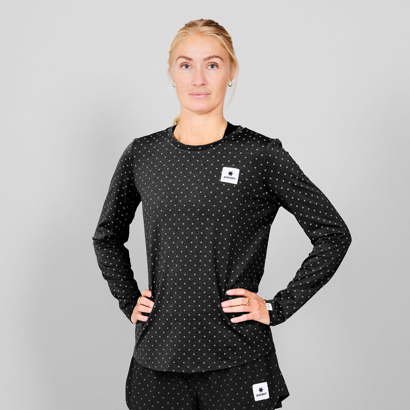 SAYSKY Reflective Polka Pace Long Sleeve LONG SLEEVES 1018 - BLACK AOP